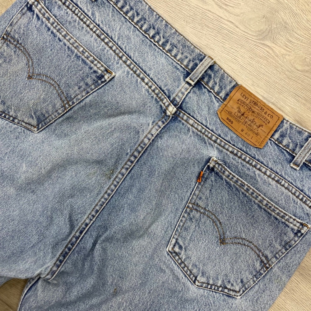 Levi 505 Jeans Mens 40x34 Blue Orange Tab Made in USA Straight Leg Denim